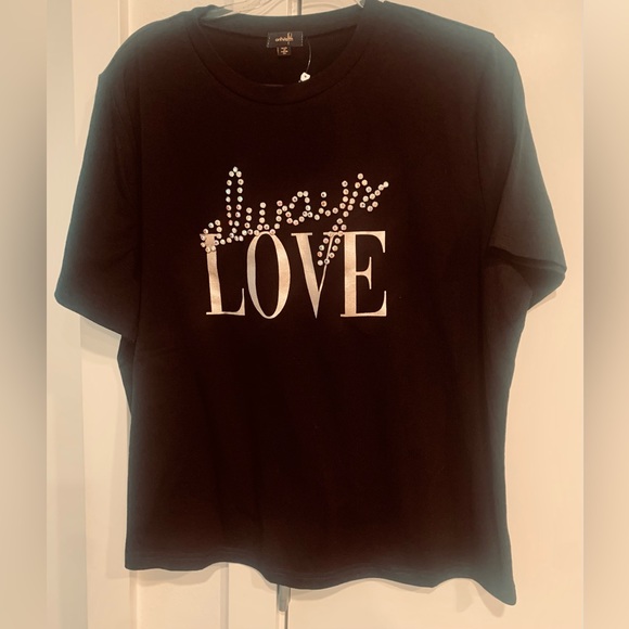 Rhinestone waist length tshirt, so cute and versatile - Picture 1 of 1